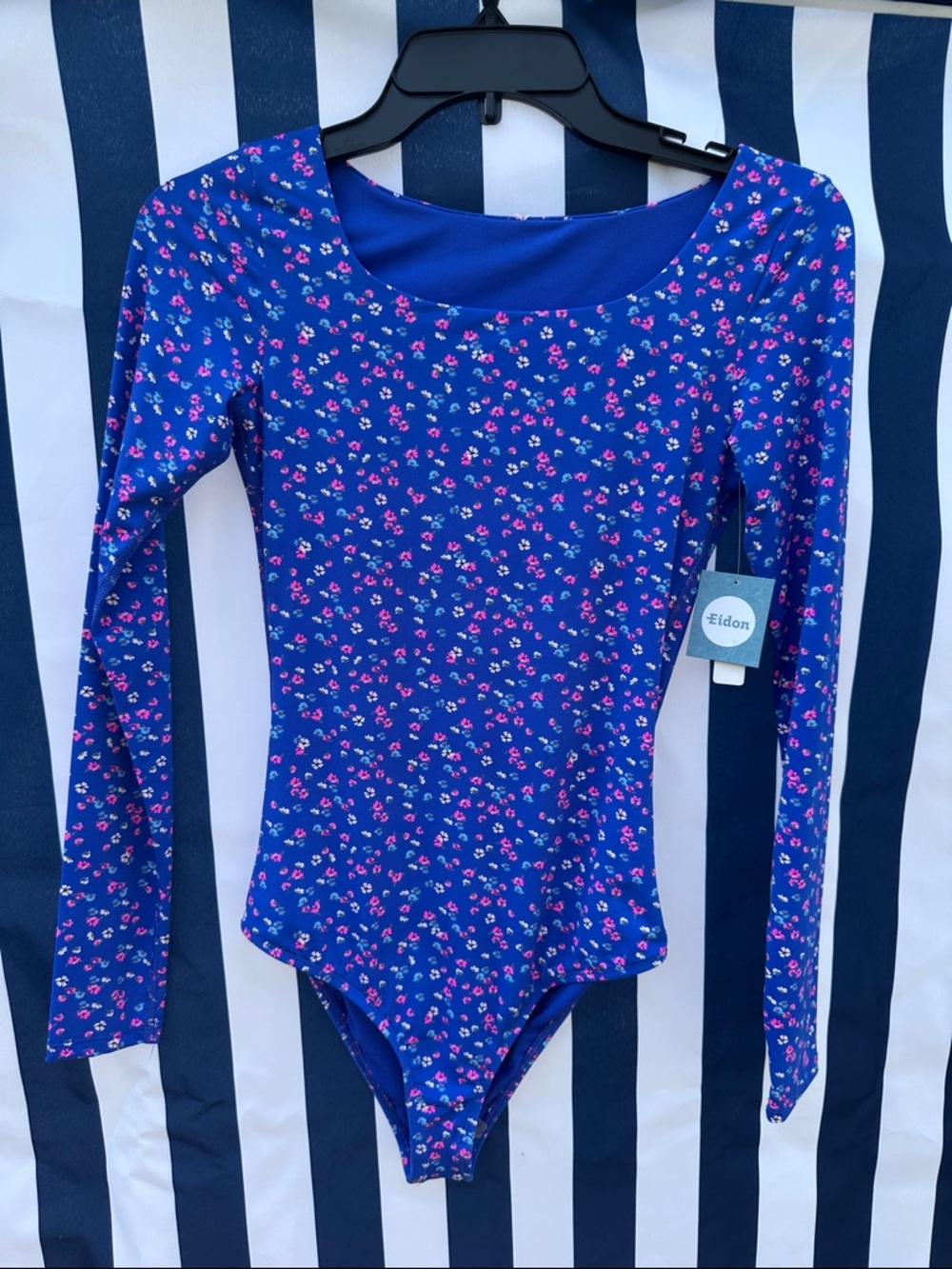Eidon Royal Blue Long Sleeve Floral One-Piece Paddle Suit UPF 50
